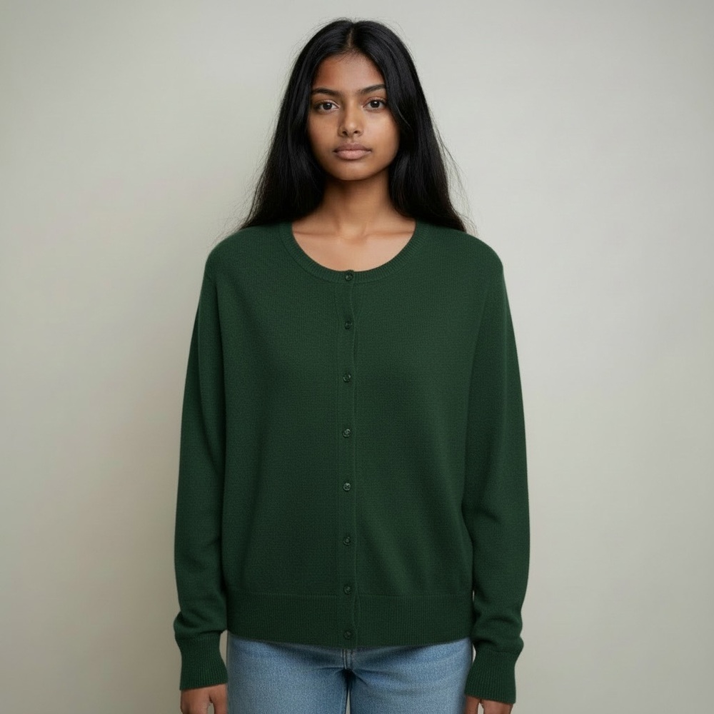 The Limited Collection Button Front Sweater Ribbed Knit Cardigan Top Sz L‎ Green